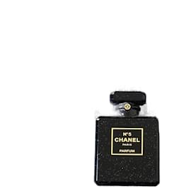 Chanel-Broche CHANEL Parfum Numéro 5-Noir,Doré