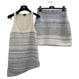 Chanel-Chanel 18S Waterfall Asymmetrical Knit Tank Top Mini Skirt Set-Multiple colors