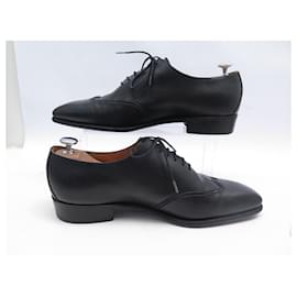JM Weston-JM WESTON RICHELIEU SHOES 423 in black leather 8D 42 BLACK LEATHER SHOES-Black