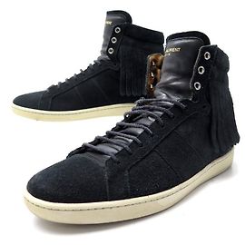 CHAUSSURES YVES SAINT LAURENT BASKETS SL/18H 376995 43 DAIM CUIR SNEAKERS Noir
