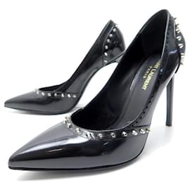 Saint Laurent-SAINT-LAURENT SHOES 366706 BLACK STUD STUDDED PUMPS 38.5 SHOES-Black