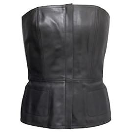 Hermès-BUSTIER HERMES EN CUERO BLACK BOX T 38 TOP DE CUERO NEGRO M JP GAULTIER + CAJA CAJA-Negro