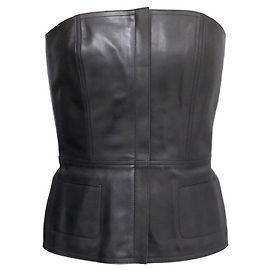 Hermès HERMES BUSTIER IN BLACK BOX LEATHER T 38 M BLACK LEATHER TOP JP GAULTIER + BOX BOX Black