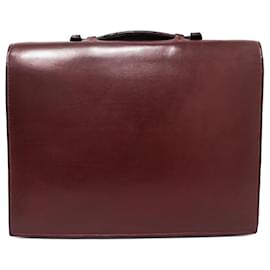 Hermès-VINTAGE SACOCHE HERMES SAC A DEPECHES 2 SOUFFLETS CARTABLE CUIR BOX BAG-Bordeaux