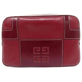 Givenchy-VINTAGE GIVENCHY POUCH POUCH IN RED GRAINED LEATHER LEATHER POUCH-Red