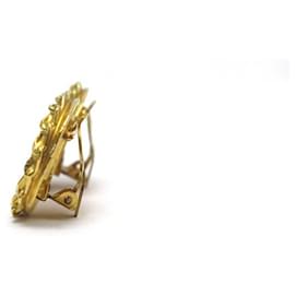 Chanel-VINTAGE CHANEL EARRINGS 1994 GABRIELLE COCO METAL GOLDEN GOLDEN EARRINGS-Golden