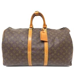 Louis Vuitton-VINTAGE LOUIS VUITTON KEEPALL DUFFLE BAG 50 MONOGRAM TRAVEL BAG CANVAS-Brown