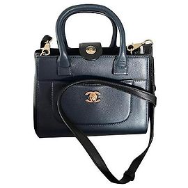 Chanel Neo Executive Navy Blue Leather Handbag Navy blue