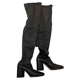 Maison Martin Margiela-Stretch leather thigh boots-Black