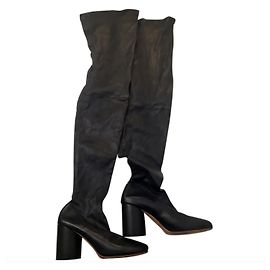 Maison Martin Margiela Botas de coxa de couro stretch Preto