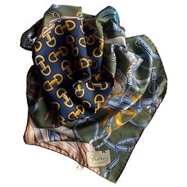 Sciarpa Gucci in seta motivi equestri Multicolore