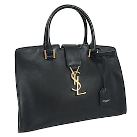 Yves Saint Laurent-Cartable en cuir Cabas Chyc 424868-Noir