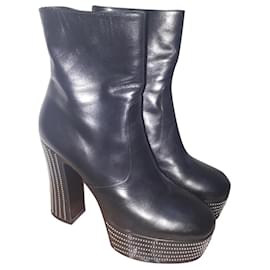 Saint Laurent-Botines de cuero negro con plataforma Candy de Saint Laurent 37.5 US 7.5 Reino Unido 4.5-Negro