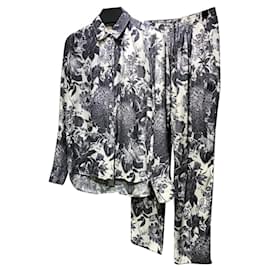 Stella Mc Cartney-Stella McCartney Gray White Silk Suit Size IT 40 US 4-6 UK 8-White,Multiple colors,Grey