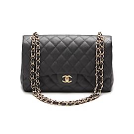 Chanel-Caviar Jumbo Classic Double Flap Bag-Black