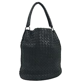 Bottega Veneta-Intrecciato Leather Bucket Shoulder Bag 255690-Black