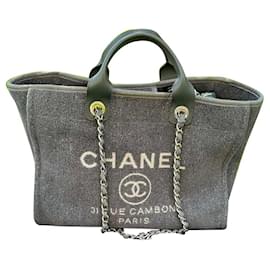 Chanel-Chanel Deauville Canvas Tote Bag-Grey