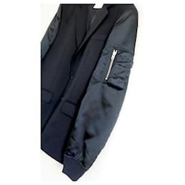 Givenchy-Givenchy Men Hybrid Bomber Blazer Jacket-Navy blue