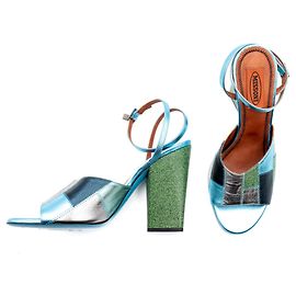 Sandali Missoni in pelle metallizzata blu e verde Blu