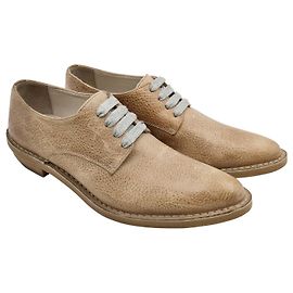 Sapatos Brunello Cucinelli em pele bege com atacadores Branco Cru