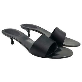 Sergio Rossi kitten heel mules in black satin Black