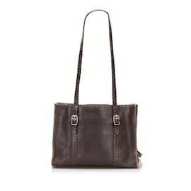 Fendi-Leather Shoulder Bag-Brown