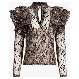 Anne Fontaine Blusa Opera Black efecto cache-cœur con encaje Multicolor
