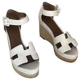 Hermès Wedge mules White