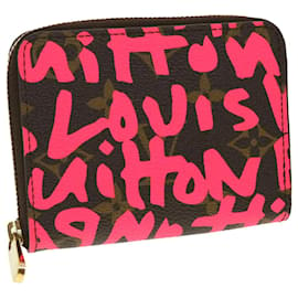 Louis Vuitton-LOUIS VUITTON Monogram Graffiti Zippy Geldbörse Fuchsia M93707 LV Auth yk6630-Fuschia