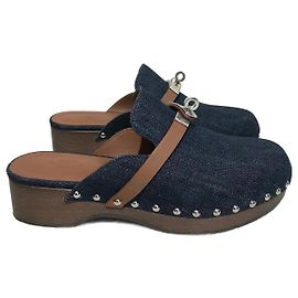 Hermès HERMES  Mules & clogs T.EU 37 Leather Blue