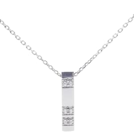 Tasaki-18K Cube Bar Necklace-Silvery