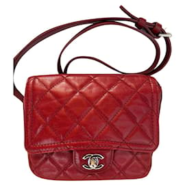 Chanel-Chanel Messenger bag glazed calf leather-Dark red