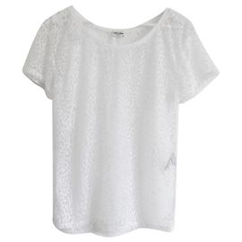 Camiseta desgastada de leopardo de Saint Laurent Blanco