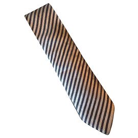 Corbata Giorgio Armani de seda blanco negro plateado Negro Plata Blanco