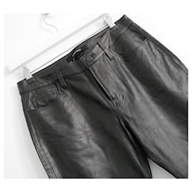 J Brand-J Brand Cropped Leather Pants-Black