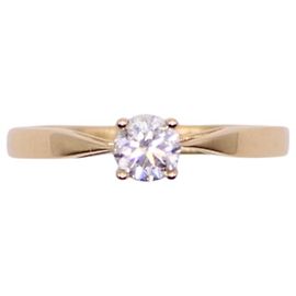 Autre Marque Solitaire yellow gold 18 set diamond carats 4 claws Gold hardware