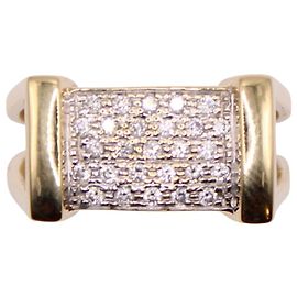 Autre Marque Großer Pavé-Diamantring aus Gelbgold 18 Karat Gold hardware