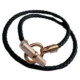Pulseira Hermès de couro preta Preto