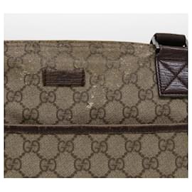 Gucci-GUCCI GG Canvas Sac à bandoulière en cuir PVC Beige Marron foncé 141626 Auth bs5003-Beige,Marron foncé