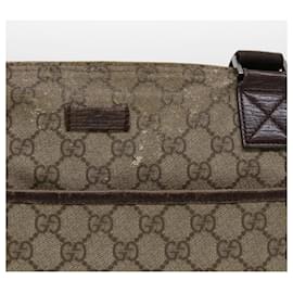 Gucci-Gucci GG bolsa de ombro de lona PVC couro bege marrom escuro 141626 Autenticação5003-Bege,Castanho escuro