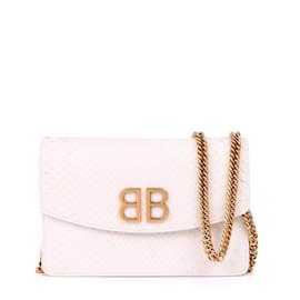 BALENCIAGA - Bolsa de ombro BB de python Branco