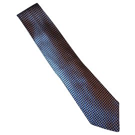 Christian Lacroix tie in blue, Black, silver silk Black Silvery Blue