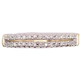 Autre Marque Bague double rangs de diamants or jaune et blanc 18 carats Bijouterie dorée
