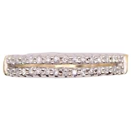 Autre Marque-lined row diamond ring in yellow and white gold 18 carats-Gold hardware