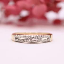 Autre Marque-lined row diamond ring in yellow and white gold 18 carats-Gold hardware