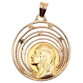 Autre Marque-Pendentif médaille Vierge voilée sous un ciel étoilé or jaune 18 carats-Bijouterie dorée