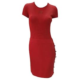 Chanel-CHANEL Red Short Sleeve Dress-Red