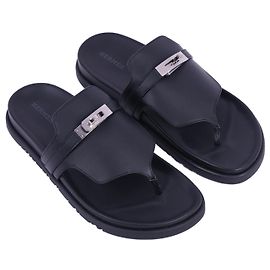 Hermès HERMES  Flats T.EU 38 Leather Black