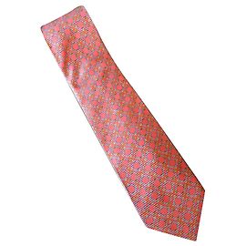 Gianni Versace V2 Krawatte grau, hellorange gemusterte Seide Orange Grau
