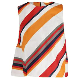 Msgm-MSGM Striped Sleeveless Top in Multicolor Linen-Multiple colors